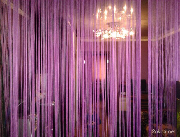 Фиолетовые веревочные шторы